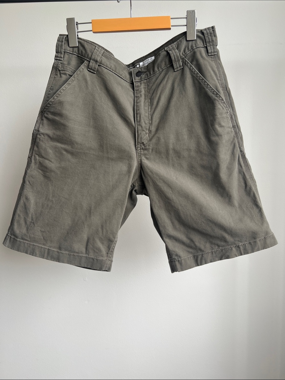 Carhartt Olive Green Flat Front Work Shorts